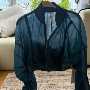 ALO Yoga Blue Bomber Jacket Sleek Design